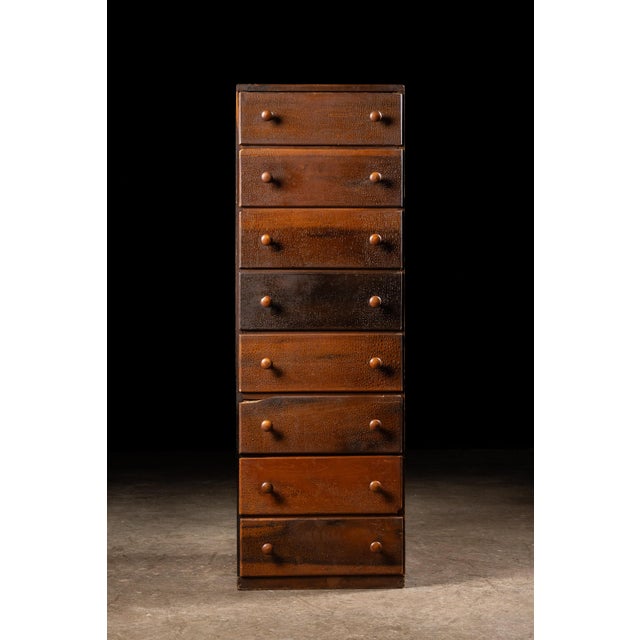 American Antique Oak and Plywood Crazed Parts Cabinet For Sale - Image 3 of 13
