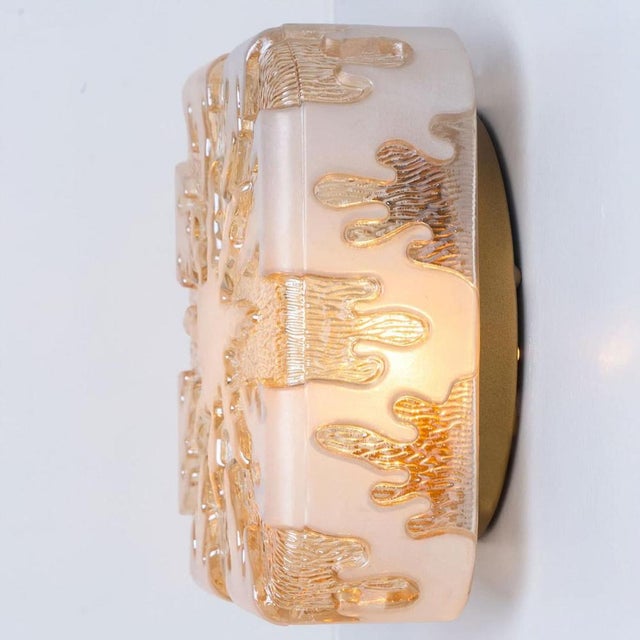 Textured Clear Glass and Pâte De Verre Flush Mount, Germany, 1960s For Sale - Image 8 of 14