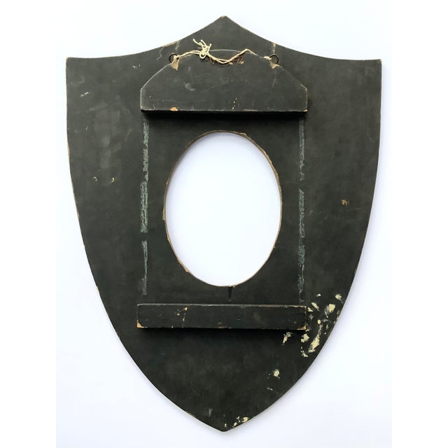 1900 - 1909 Antique Painted Patriotic Picture Frame/Flag Holder Shield For Sale - Image 5 of 6