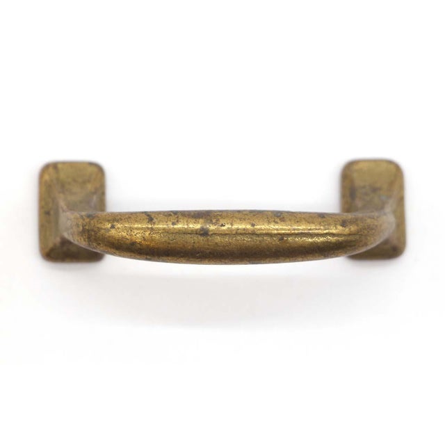 Traditional Vintage 3 In. Brass Plated Cast Iron Curved Bridge Drawer Pull For Sale - Image 3 of 7