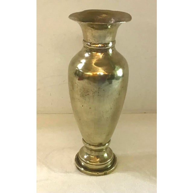 1940s 1940s WW II Brass Etched Vase For Sale - Image 5 of 11
