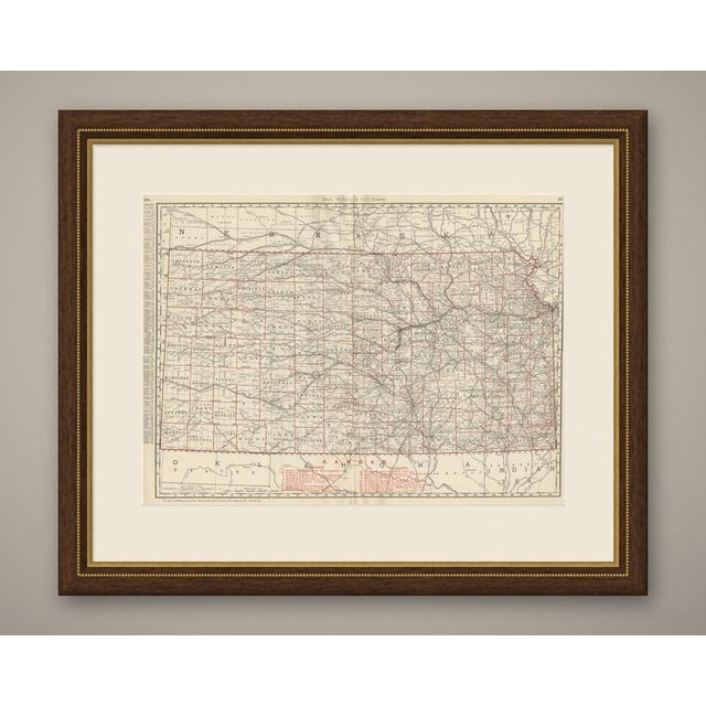 Rand McNally published this antique map of Kansas in Chicago in 1899, a double-page spread on pages 294 and 295 of its...