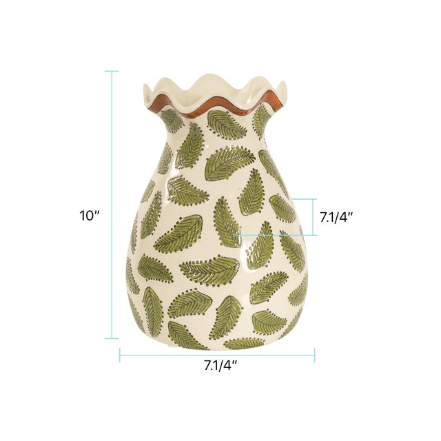 Green Darcy Ruffled Edge Vase For Sale - Image 8 of 9