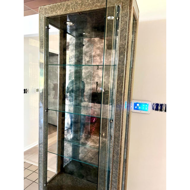 Metal 1960s Mastercraft Mid Century Modern Ebonized Metal and Brass Vitrine Curio Cabinet For Sale - Image 7 of 7