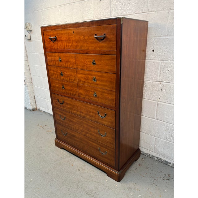 Mid 20th Century Vintage Campaign Style High-Boy Dresser by Nation Mt. Airy For Sale - Image 5 of 15