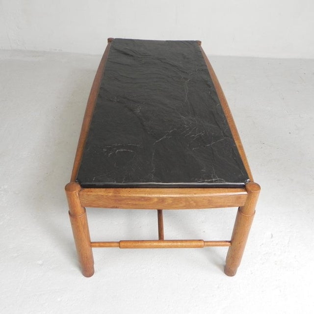 1960s Vintage Oak Coffee Table with Slate Top in Oak Frame, 1960s For Sale - Image 5 of 18
