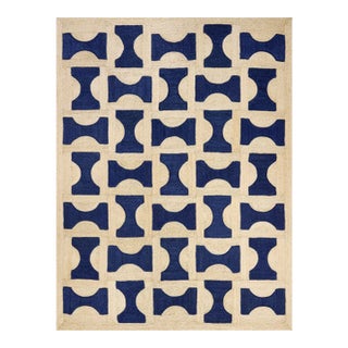 Abaca Dark Blue and Ivory Natural Premium Fiber Rugs 10x14 Ft. For Sale