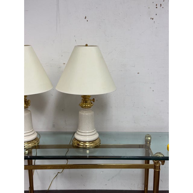 Regency Crackle Column Table Lamps, Pair For Sale In San Francisco - Image 6 of 12