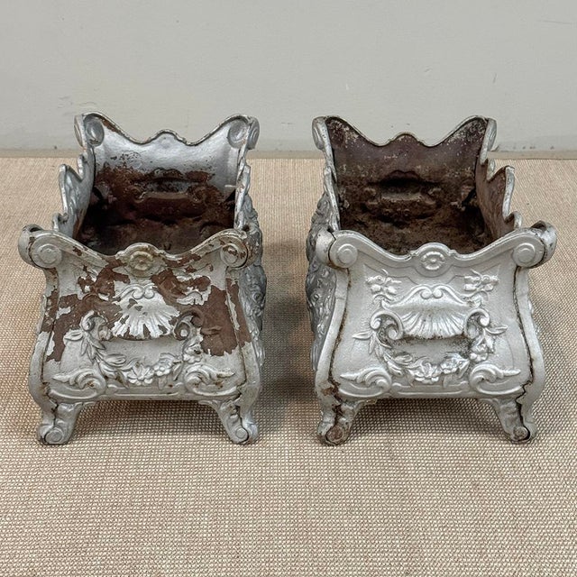Pair Antique French Louis XIV Style Cast Iron Jardinières For Sale - Image 12 of 17