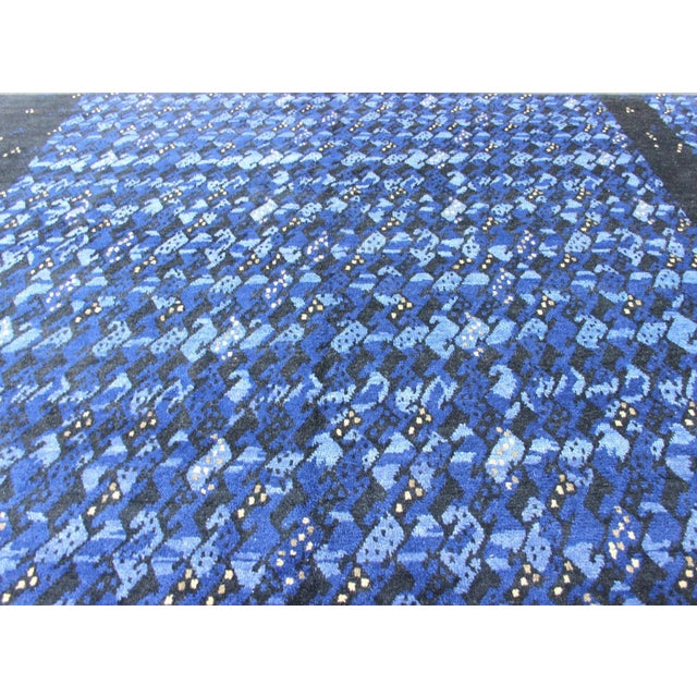 Textile Large Blue Swedish Pile Rug in Blue by Keivan Woven Arts 10'2"x13'9 For Sale - Image 7 of 13
