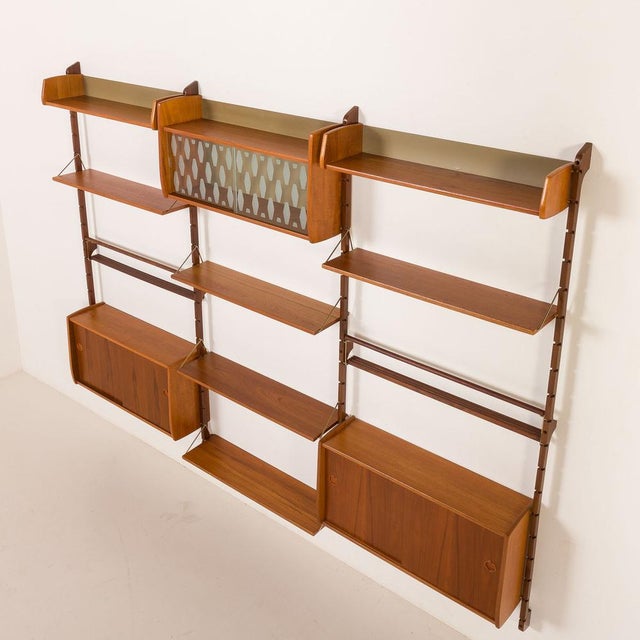 Brown Ergo Three Bay Wall Unit by John Texmon, Nowrway, 1960s For Sale - Image 8 of 18