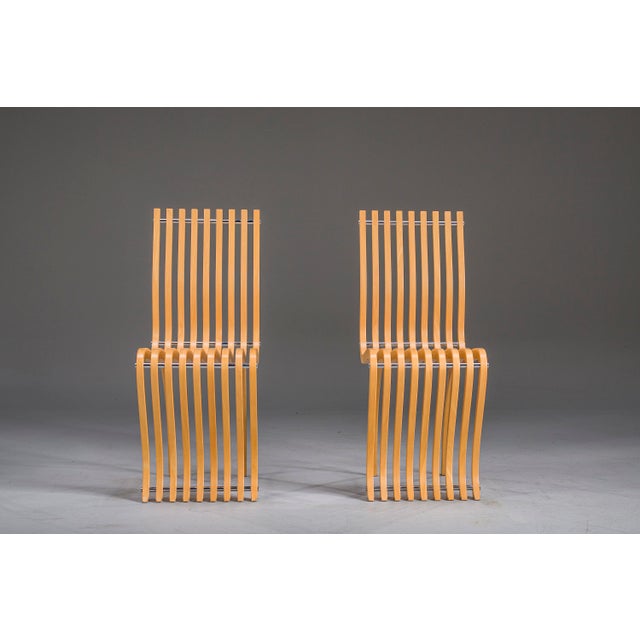 Wood Schizzo Chairs in Beech and Chrome by Ron Arad for Vitra, Germany, 1980s, Set of 2 For Sale - Image 7 of 16