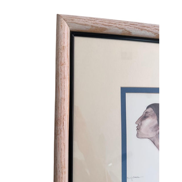 Native American Set of 2 R.C. Gorman Navajo Women Prints - 1976 Signed - Custom Light Wood Frames - Southwest Modern Art For Sale - Image 3 of 5