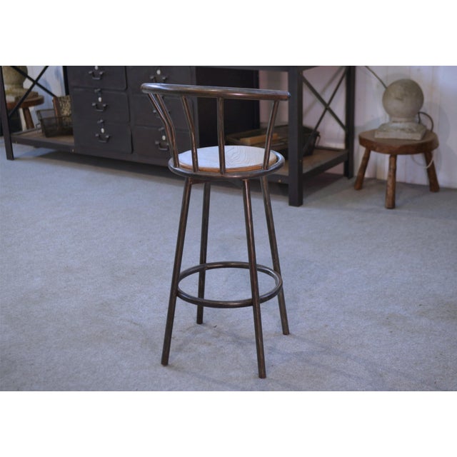 1960s Industrial Stool with Oak Seat, 1960s For Sale - Image 5 of 9