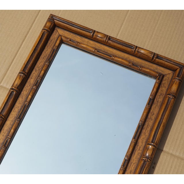 Vintage Rectangular Faux Bamboo Wall Hanging Mirror For Sale - Image 6 of 9