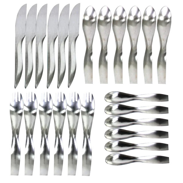 Model 7000 Danube Cutlery by Janos Megyik for Amboss, 1970s, Set of 24 For Sale