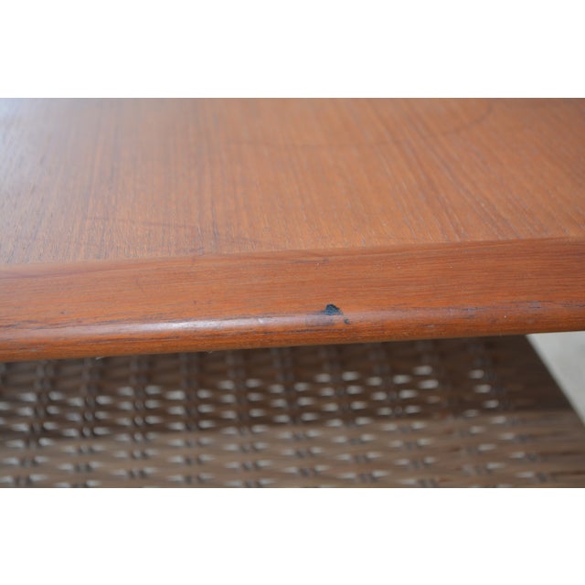 Mid Century Modern Square Danish Teak Coffee Table W/Cane Shelf Attributed to Gunnar Schwartz For Sale - Image 11 of 18