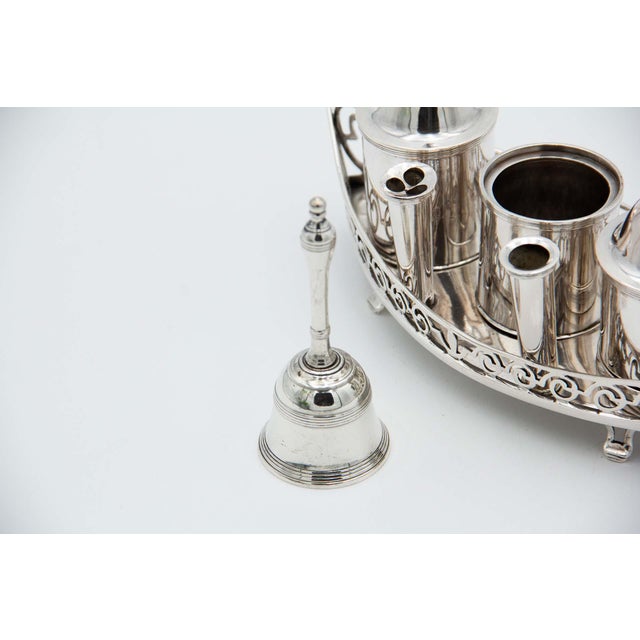 Plain Silver Inkwell with Grid For Sale - Image 3 of 5