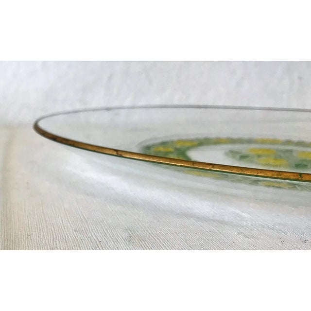 1960's Culver Round Glass Serving Dish With Daisies and Picket Fence For Sale In West Palm - Image 6 of 7