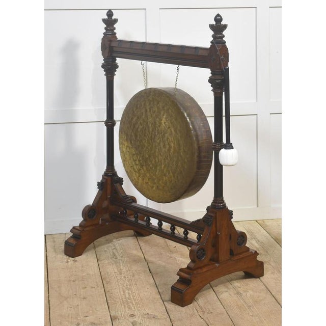 Gold Monumental Gothic Revival Walnut Dinner Gong For Sale - Image 8 of 11