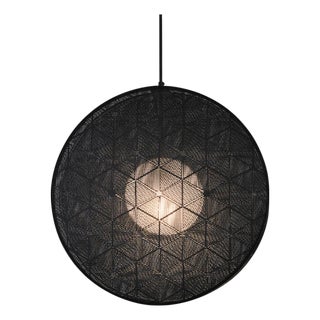 Hush by Oggetti Galvanized Iron Pendant Light, Black, Small For Sale