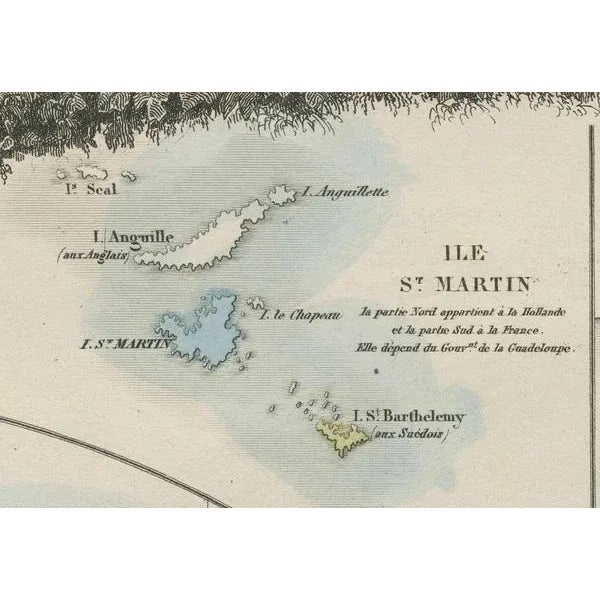 Blue Steel Engraved Map of French Colonies in America, 1854 For Sale - Image 8 of 9