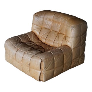 Kashima Lounge Chairs in Tan Leather by Michel Ducaroy for Ligne Roset, 1980s, Set of 2 For Sale