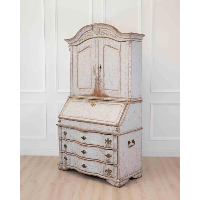 18th Century Danish Rococo Secretary with Serpentine Front, circa 1760 For Sale - Image 10 of 12