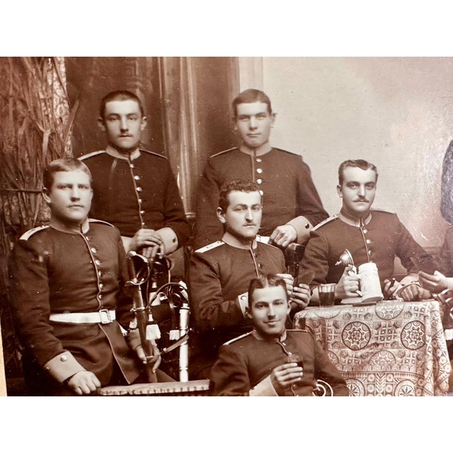 Antique German Military Officers Framed Albumen Print for your consideration. The framed photo measures approx. 10 3/4...