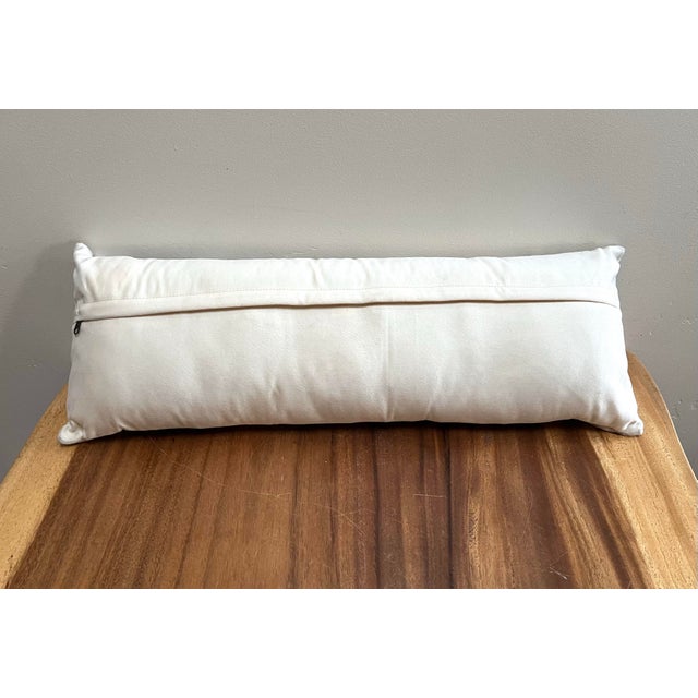 Silverwash rare 30” long cowhide luxury pillow No maker’s label found Natural cowhide pattern accented with silver foil...
