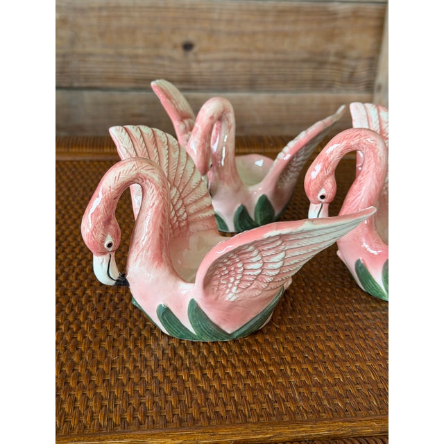 Fitz and Floyd Vintage Coastal Fitz and Floyd Pink Flamingo Porcelain Votive Candle Holders-Set of Three For Sale - Image 4 of 11