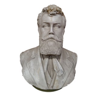 Male Portrait Bust, 19th Century, White Marble For Sale