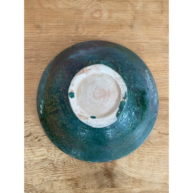 Ceramic Medium Vintage Moroccan Tamegrout "Zlafa" Glazed Terra Cotta Bowl For Sale - Image 7 of 7