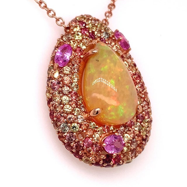 Natural Ethiopian Opal Sapphire Necklace 14k Gold 11.5 TCW GIA Certified For Sale - Image 18 of 18