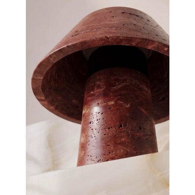 Modern Red Travertine Minimal Design Table Lamp For Sale - Image 4 of 7