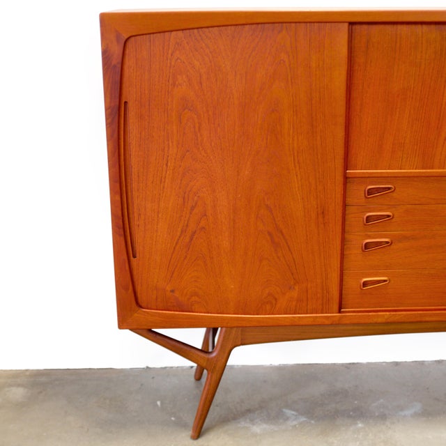 Wood Randers Møbelfabrik Danish Teak Highboard With Bar Designed by Harry Østergaard For Sale - Image 7 of 17