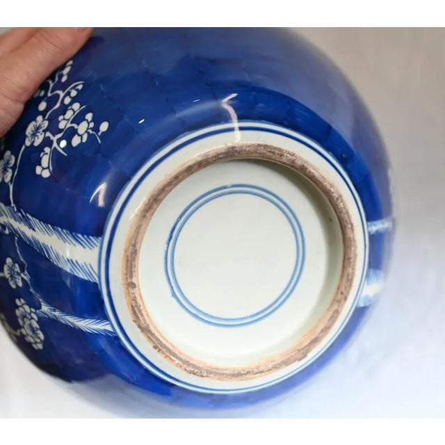 Ceramic Chinese Temple Jars in Blue and White Porcelain Urns, Set of 2 For Sale - Image 7 of 8