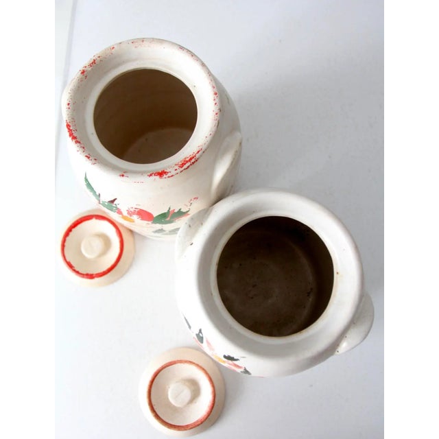 Antique White Vintage Stoneware Cookie Jars - Set of 2 For Sale - Image 8 of 12