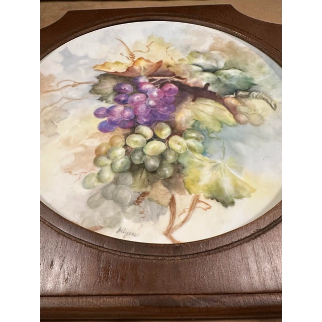 Wood French Limoges Still Life Hand Painted Wood Framed Porcelain Decorative Plate For Sale - Image 7 of 11
