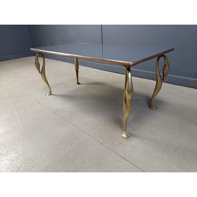 Gray Vintage Brass Swan Coffee Table, 1970s For Sale - Image 8 of 11
