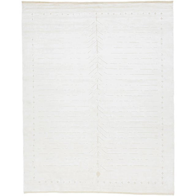 Ivory 2020s Minimalist Modern Wool Rug Moroccan Style in Ivory For Sale - Image 8 of 8