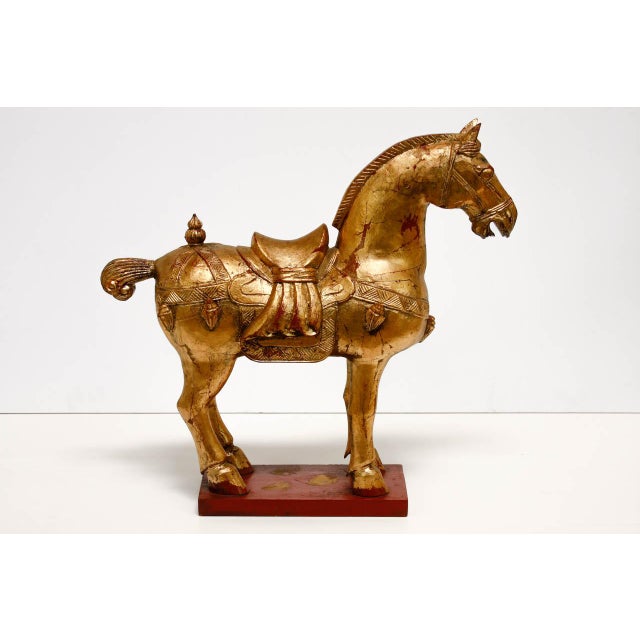 Pair of Chinese Tang Dynasty Style Gilt Horse Sculptures Chairish