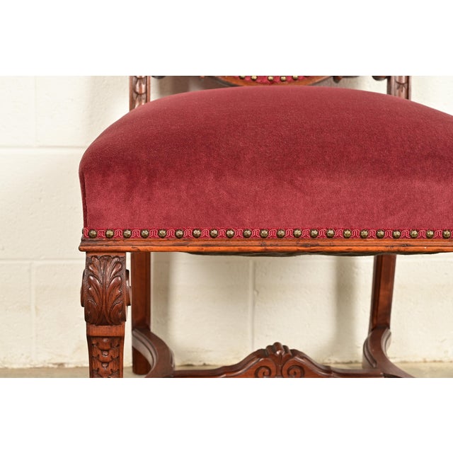 R. J. Horner Style Antique Renaissance Revival Carved Walnut Side Chairs or Dining Chairs | Pair For Sale - Image 9 of 14