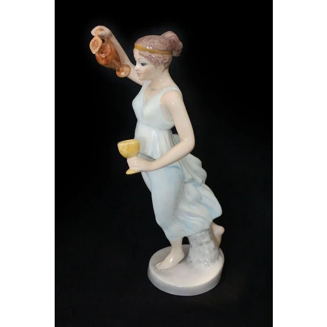 Vestal Ceramic Figure With Jug and Goblet by Giovanni Ronzan for Ronzan, 1940s For Sale - Image 3 of 7