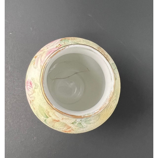 Cream Antique Royal Bayreuth Bavaria Rose Tapestry Porcelain Floral Dresser Set Vase & Pitcher c.1900 For Sale - Image 8 of 12