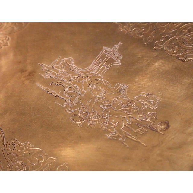 Metal Pair of Napoleon III French Brass and Black Lacquer Three-Tier Side Tables For Sale - Image 7 of 11