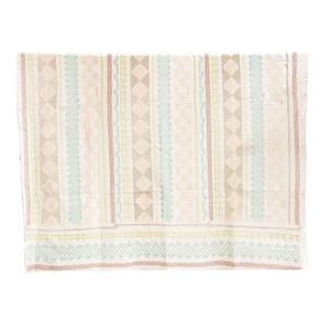 Pastel Geometric Hand-Stitched Cotton Kantha Bedcover