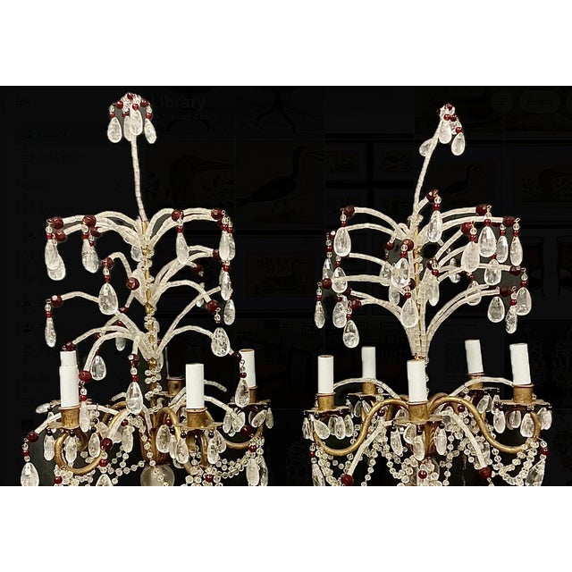19th Century Neoclassic Giltwood and Rock Crystal Girandole Lamps a Pair For Sale - Image 5 of 13