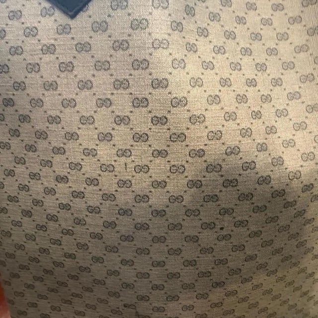 Navy Blue 20th Century Gucci Navy Leather and Microguccissima Monogram Canvas Tote Bag For Sale - Image 8 of 18
