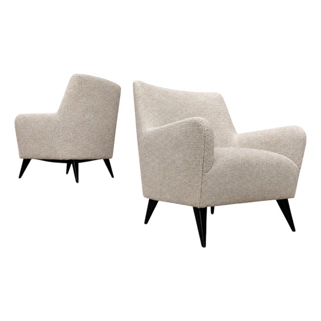 Joaquim Tenreiro Armchairs, Hardwood With Ebonized Legs, Brazil, 1950s For Sale